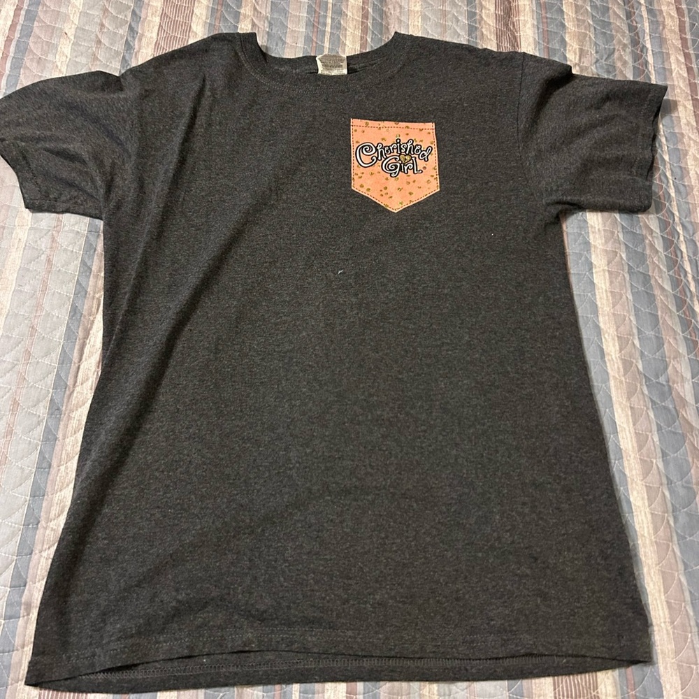 Gray T-Shirt with Orange Pocket